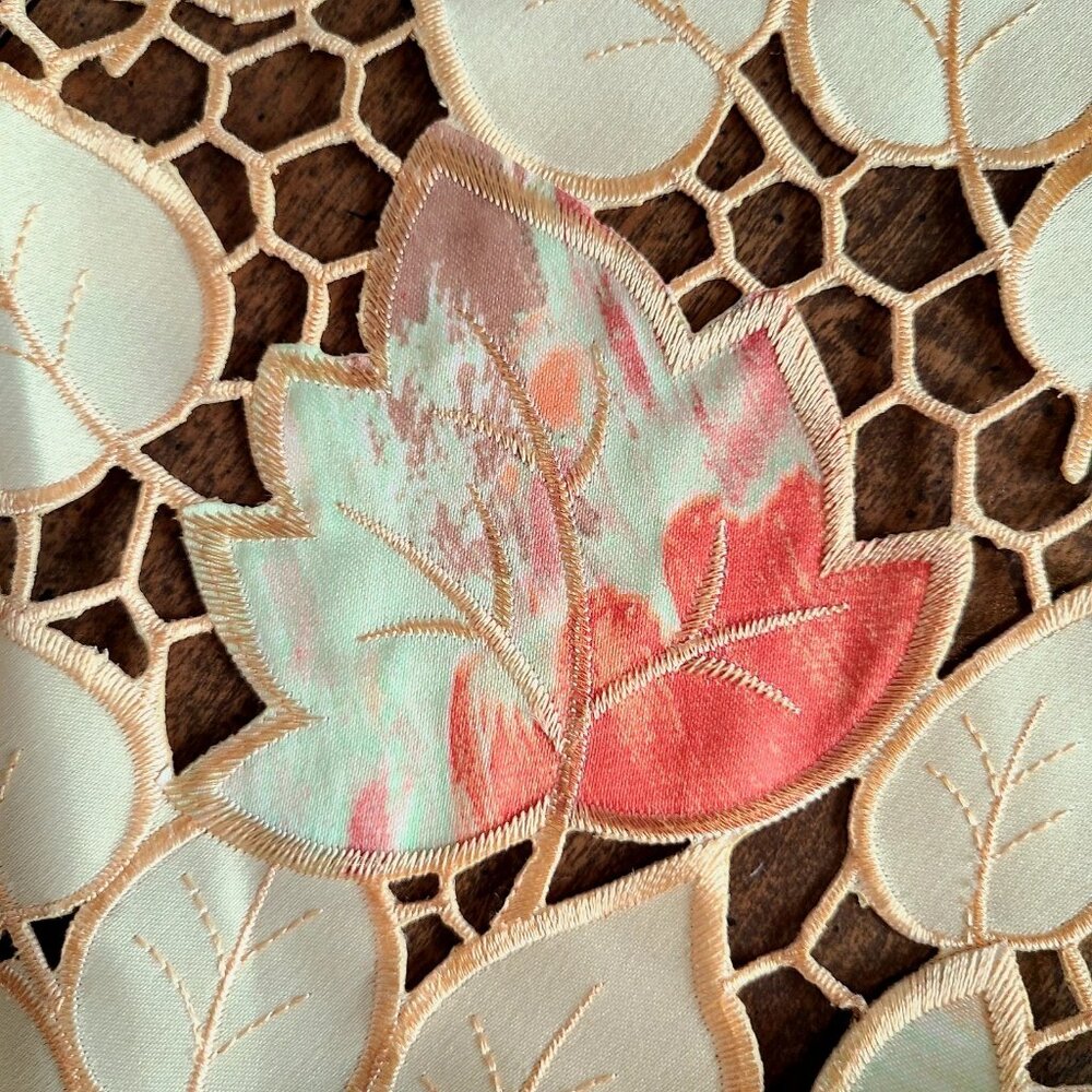 Autumn Fall Leaves 23" Round Table Runner - Picture 3 of 5